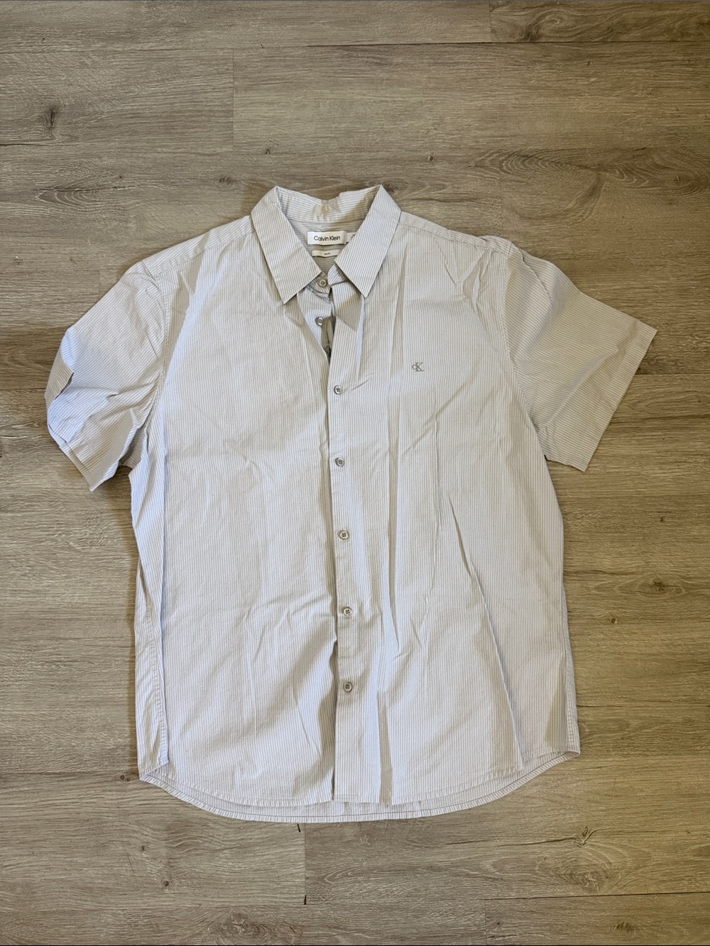 Calvin Klein Men's Pale Blue Short Sleeve Button-Down Shirt